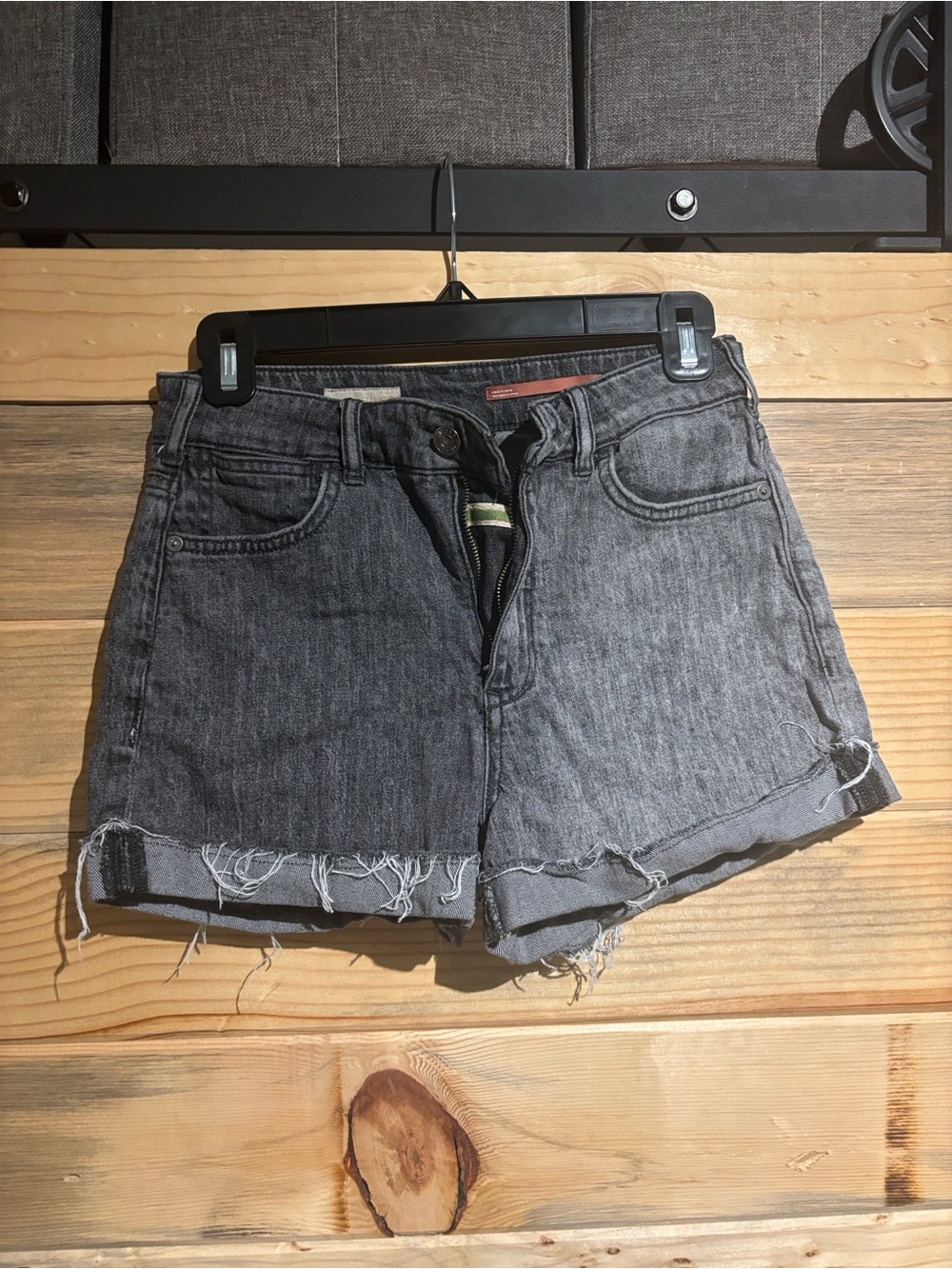 Anthropology Pilcro Signature High-Rise Two Toned Blackwash Denim Shorts